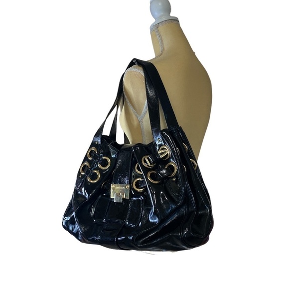 🎄JIMMY choo black crinkled patent leather large riki tote bag - Picture 3 of 14